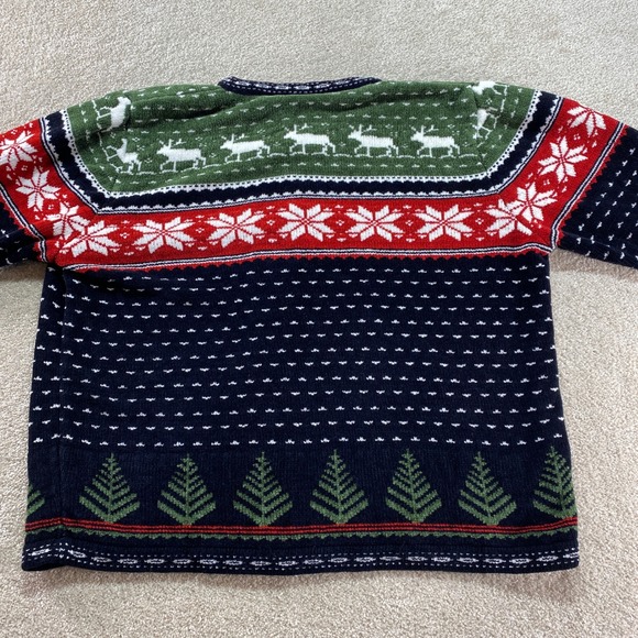 Croft & Barrow Cardigan Women Large Norwegian Fair Isle Snowflake Deer Tree Knit - Picture 8 of 10